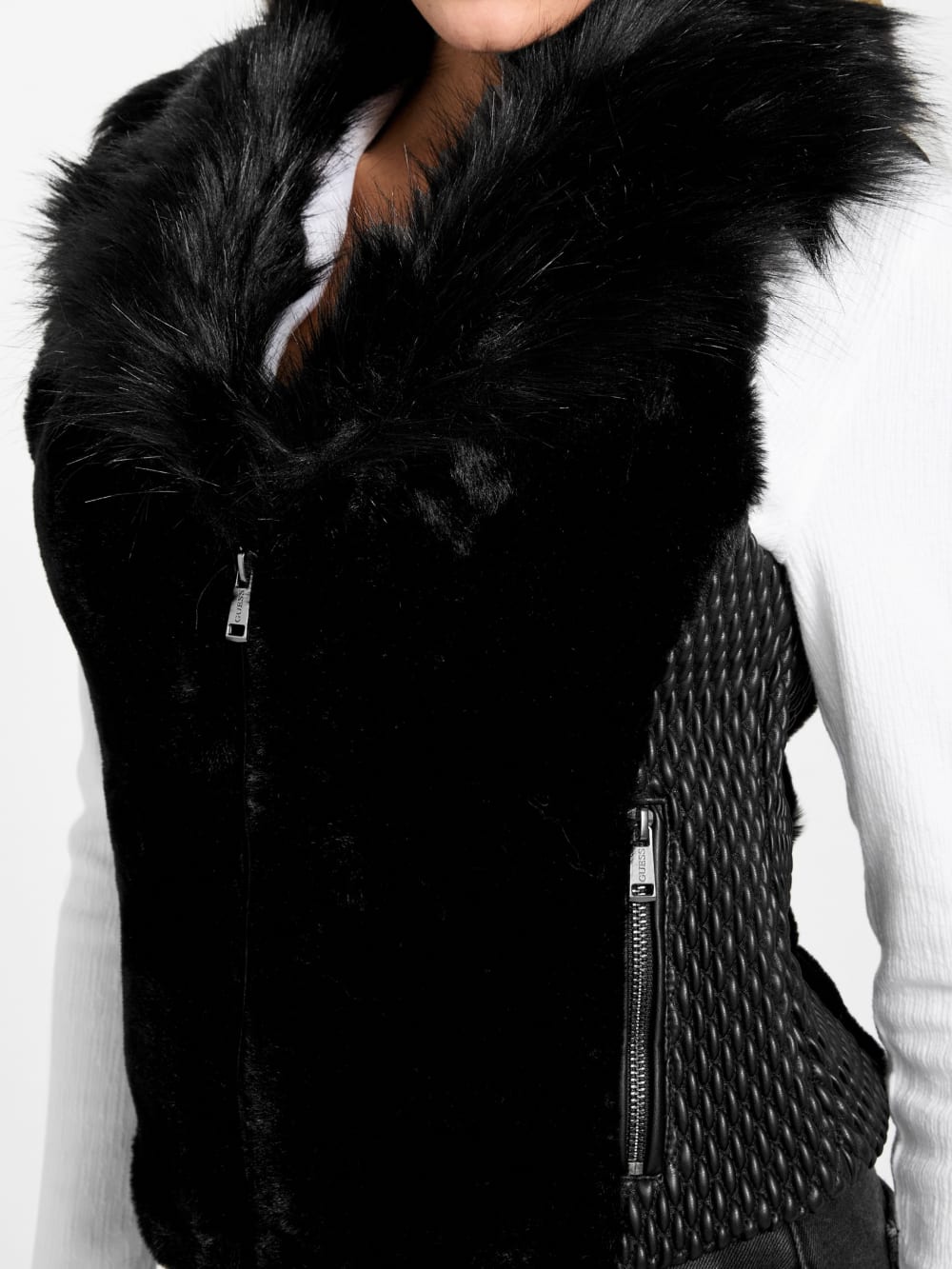 Amari Faux-Fur Zip Vest - Guess