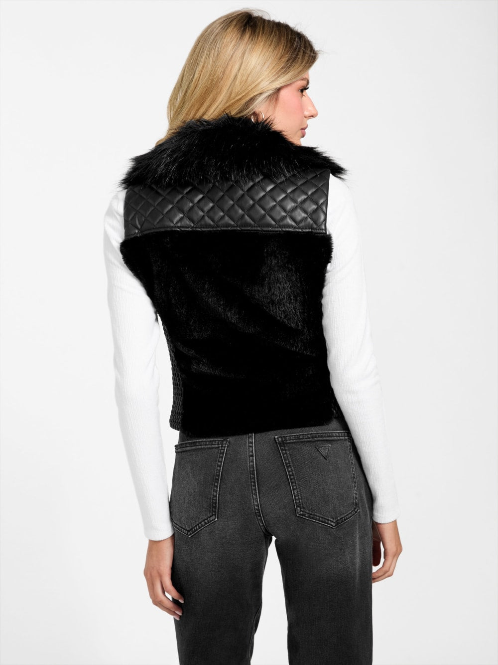 Amari Faux-Fur Zip Vest - Guess