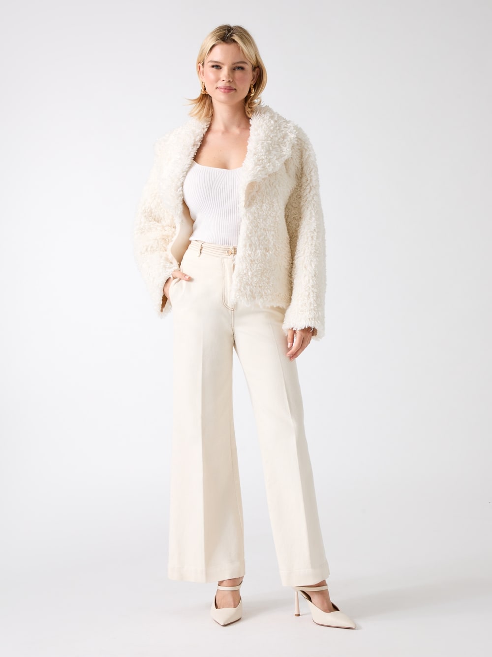 Margot Longline Faux-Fur Coat - Guess