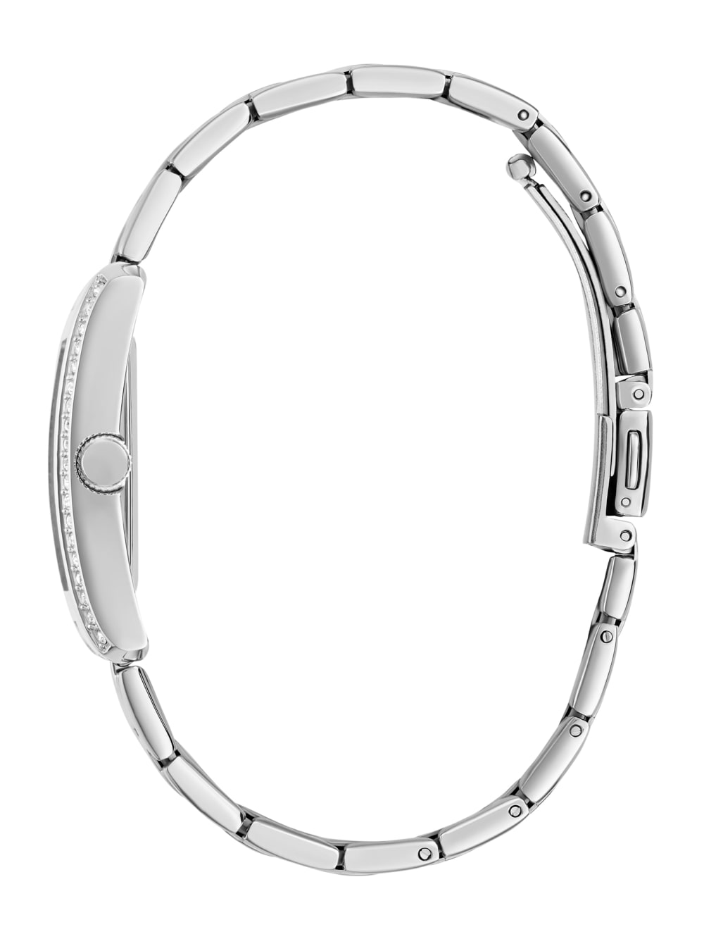 Silver-Tone Crystal Square Analog Watch - Guess