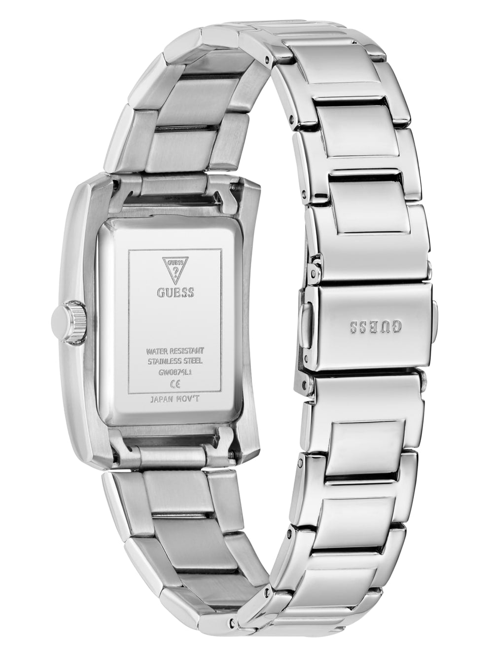 Silver-Tone Crystal Square Analog Watch - Guess