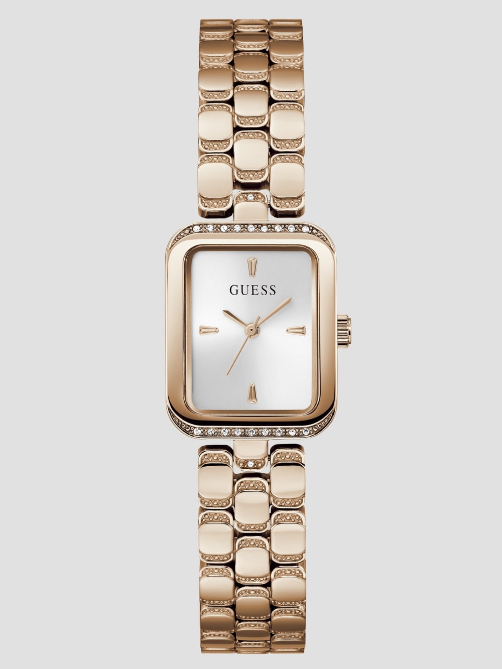 Rose Gold-Tone Textured Square Analog Watch - Guess
