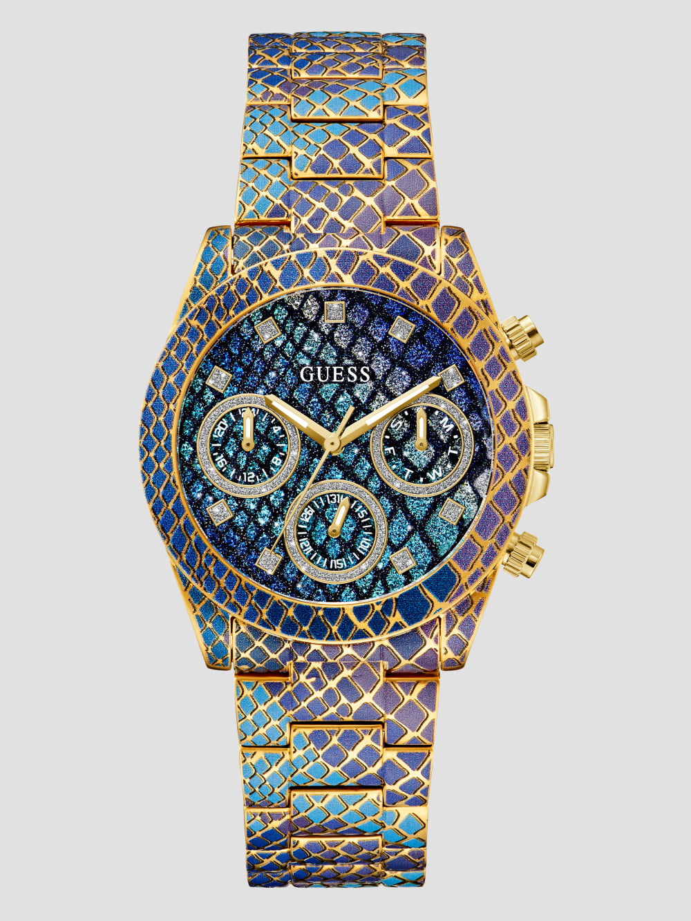 Printed Gold-Tone Multifunction Watch - Guess