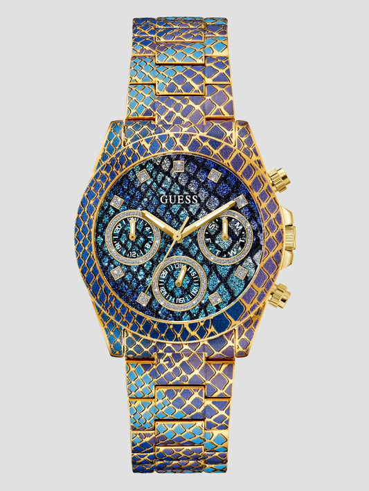 Printed Gold-Tone Multifunction Watch - Guess