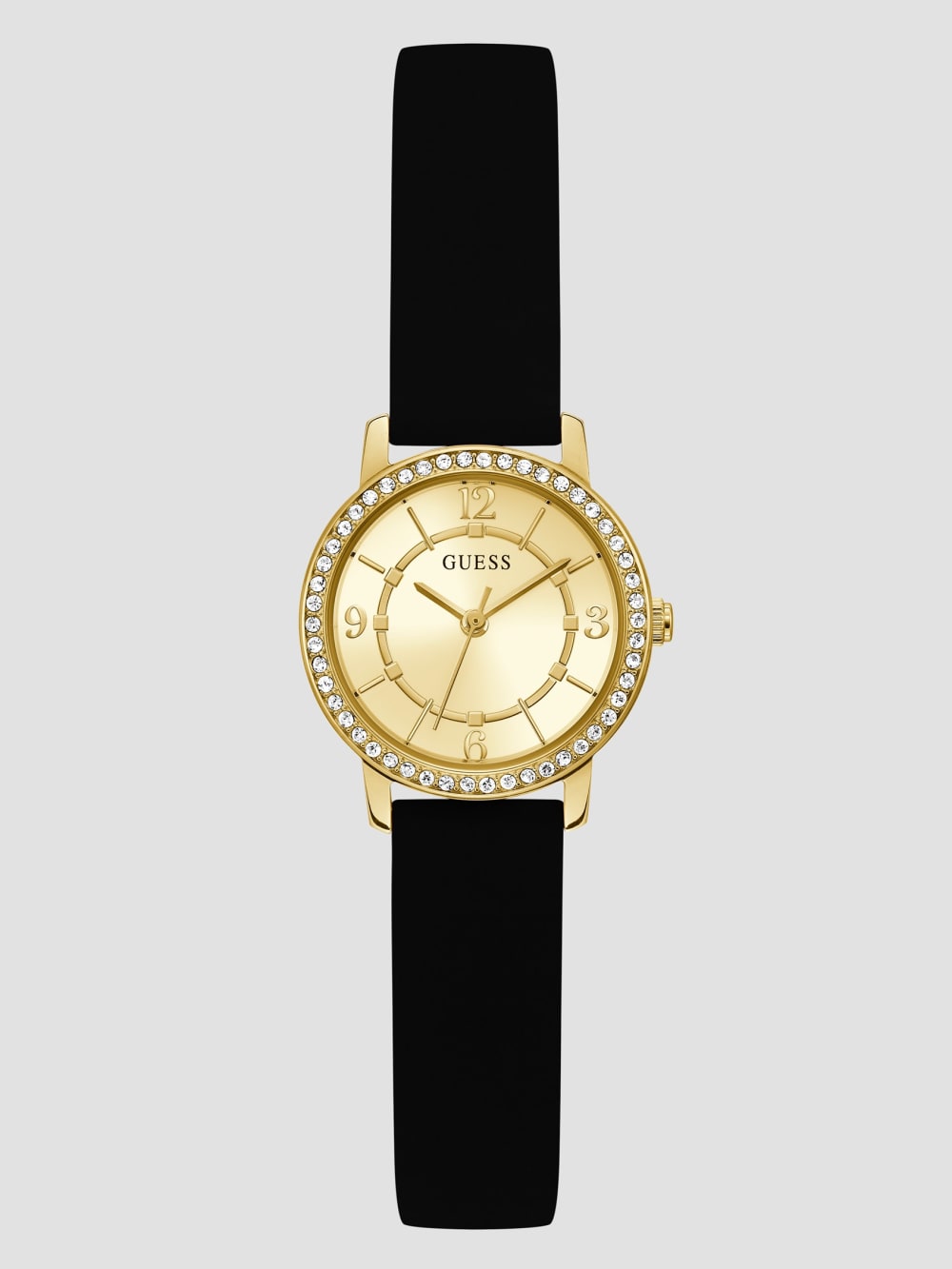 Gold-Tone and Black Silicone Analog Watch - Guess