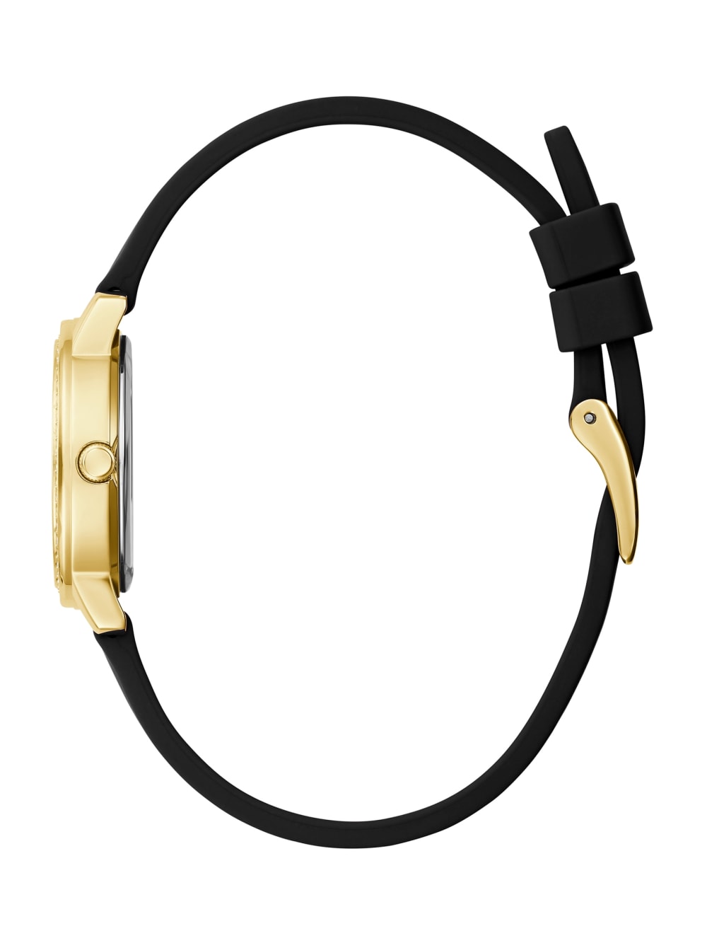 Gold-Tone and Black Silicone Analog Watch - Guess