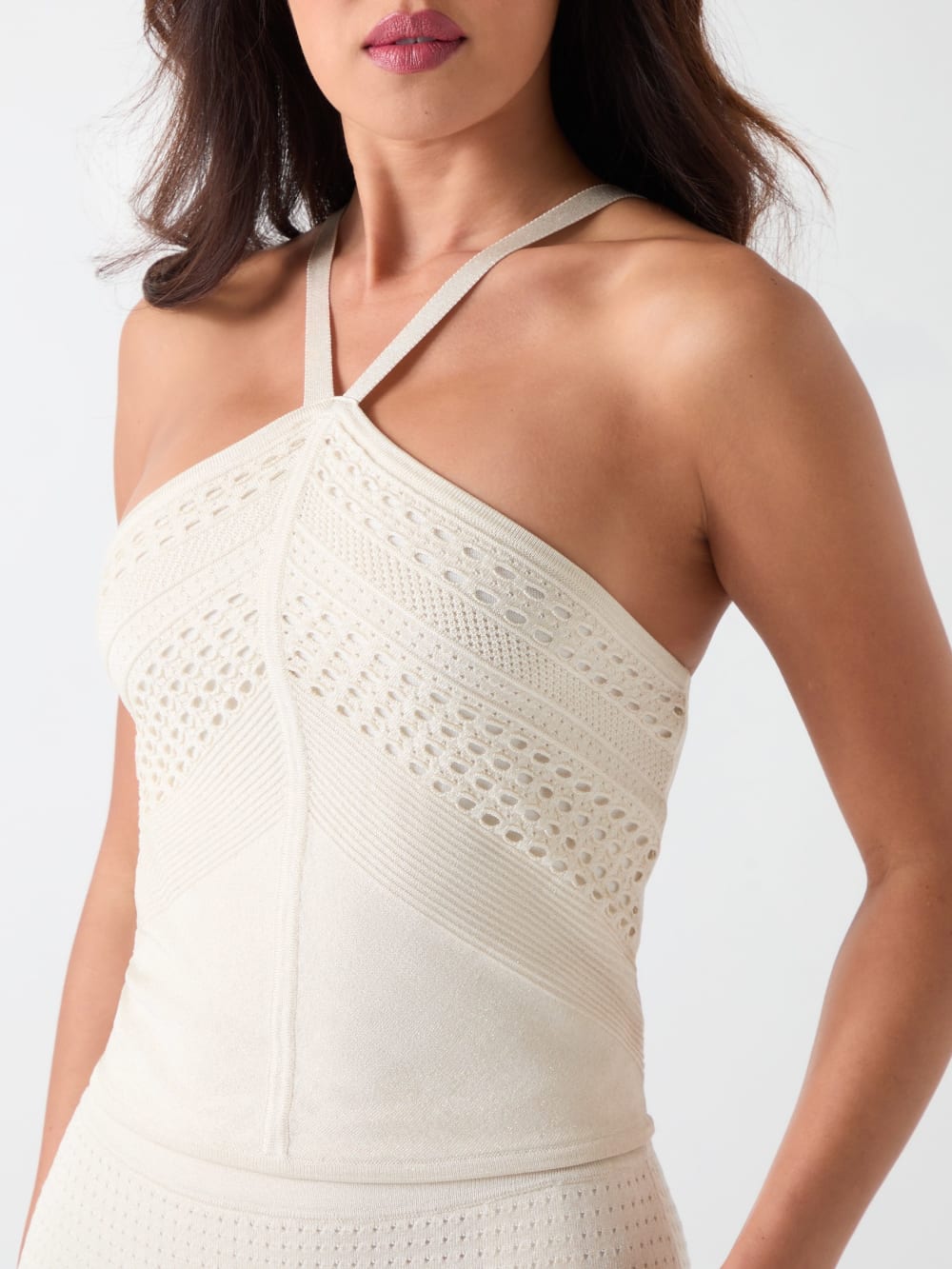 Henley Halter Crop Top - Guess