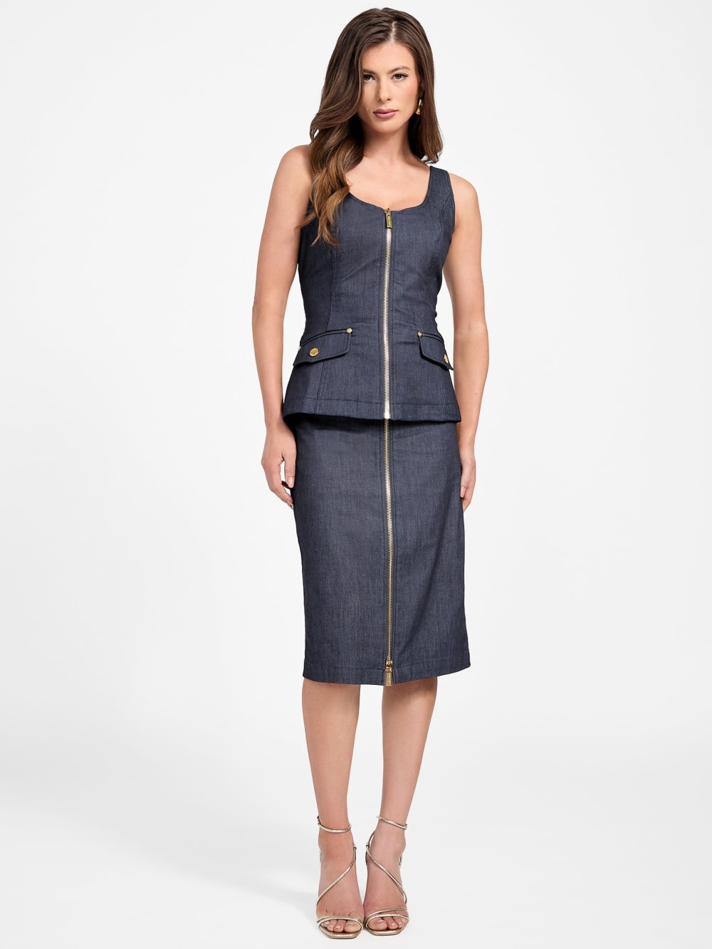 Denim Midi Pencil Skirt - Guess