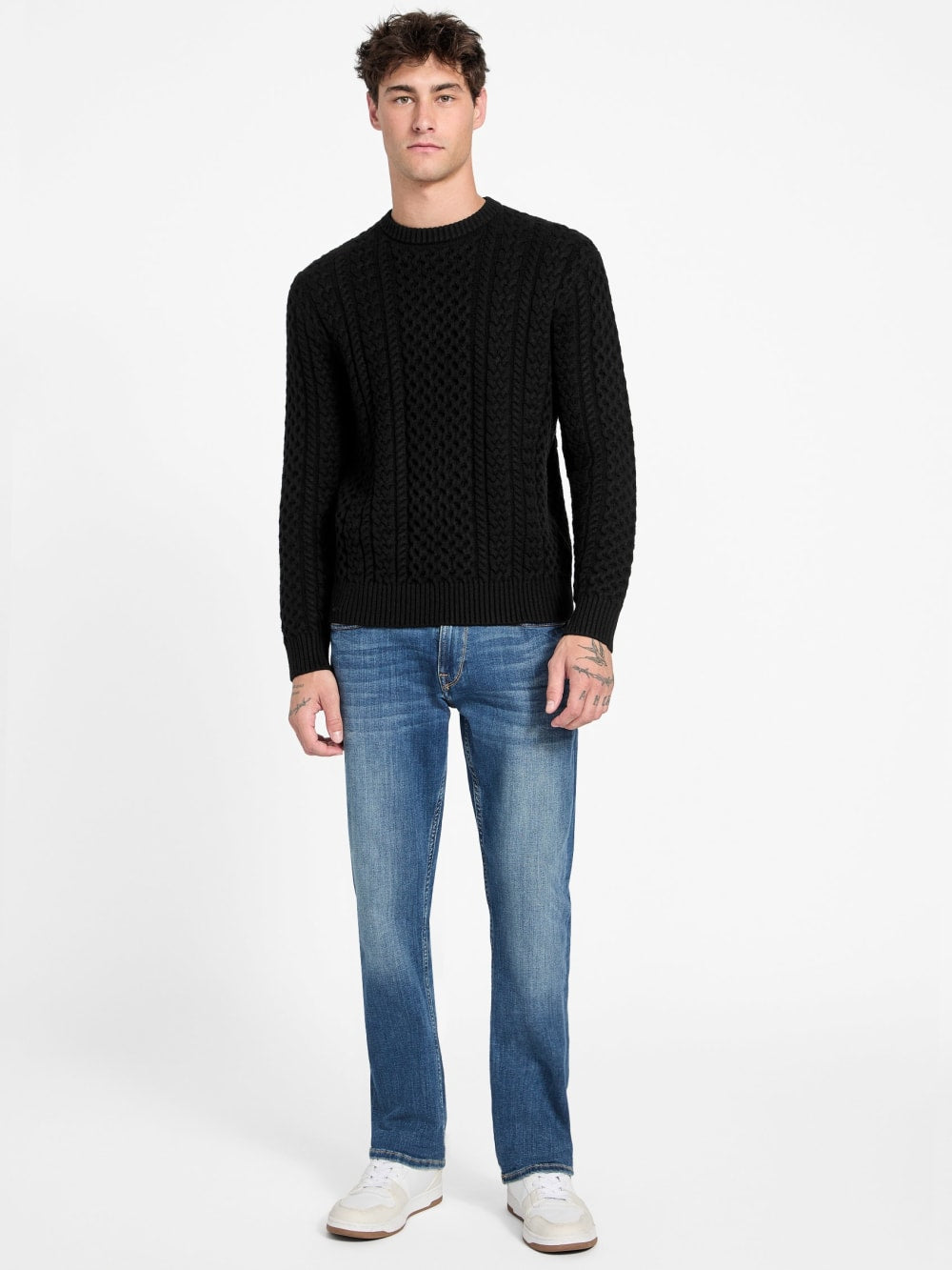 Eco Nathan Mixed Cable-Knit Sweater - Guess