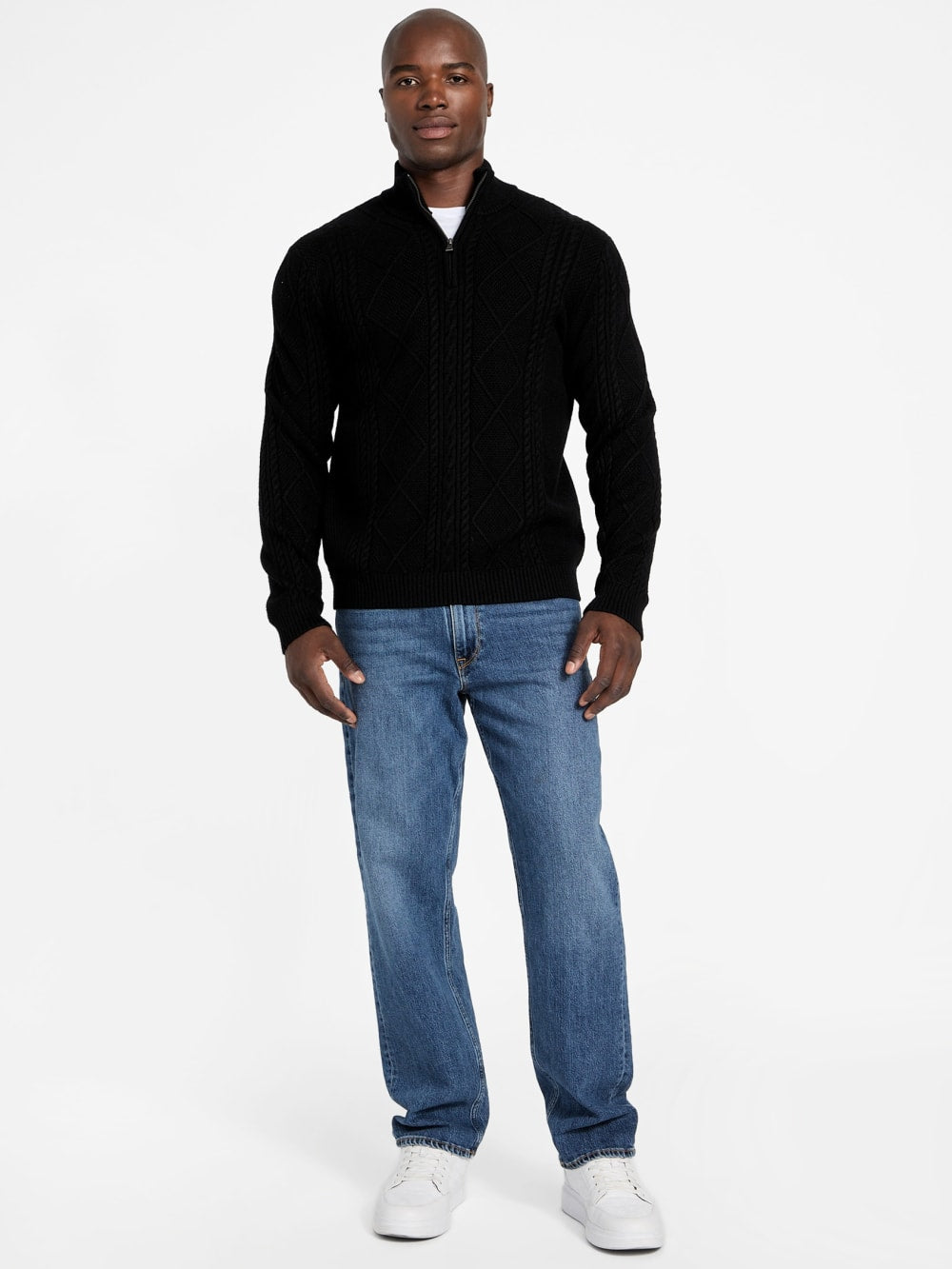 Eco Noel Zip Cable-Knit Sweater - Guess