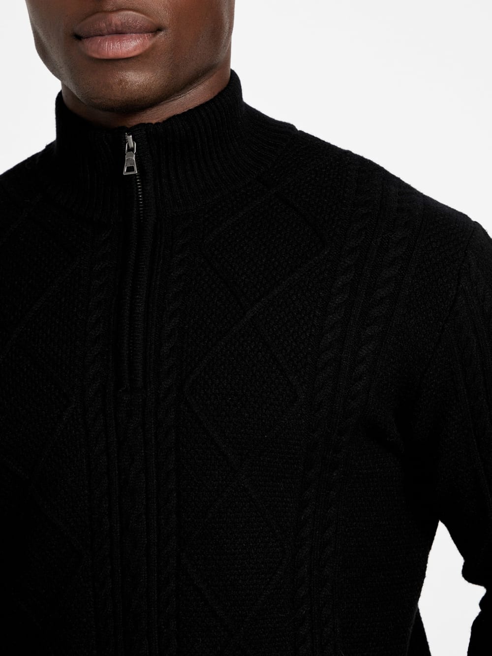 Eco Noel Zip Cable-Knit Sweater - Guess