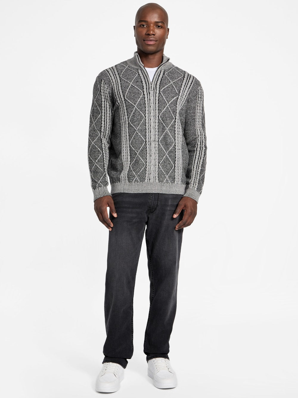 Eco Noel Zip Cable-Knit Sweater - Guess