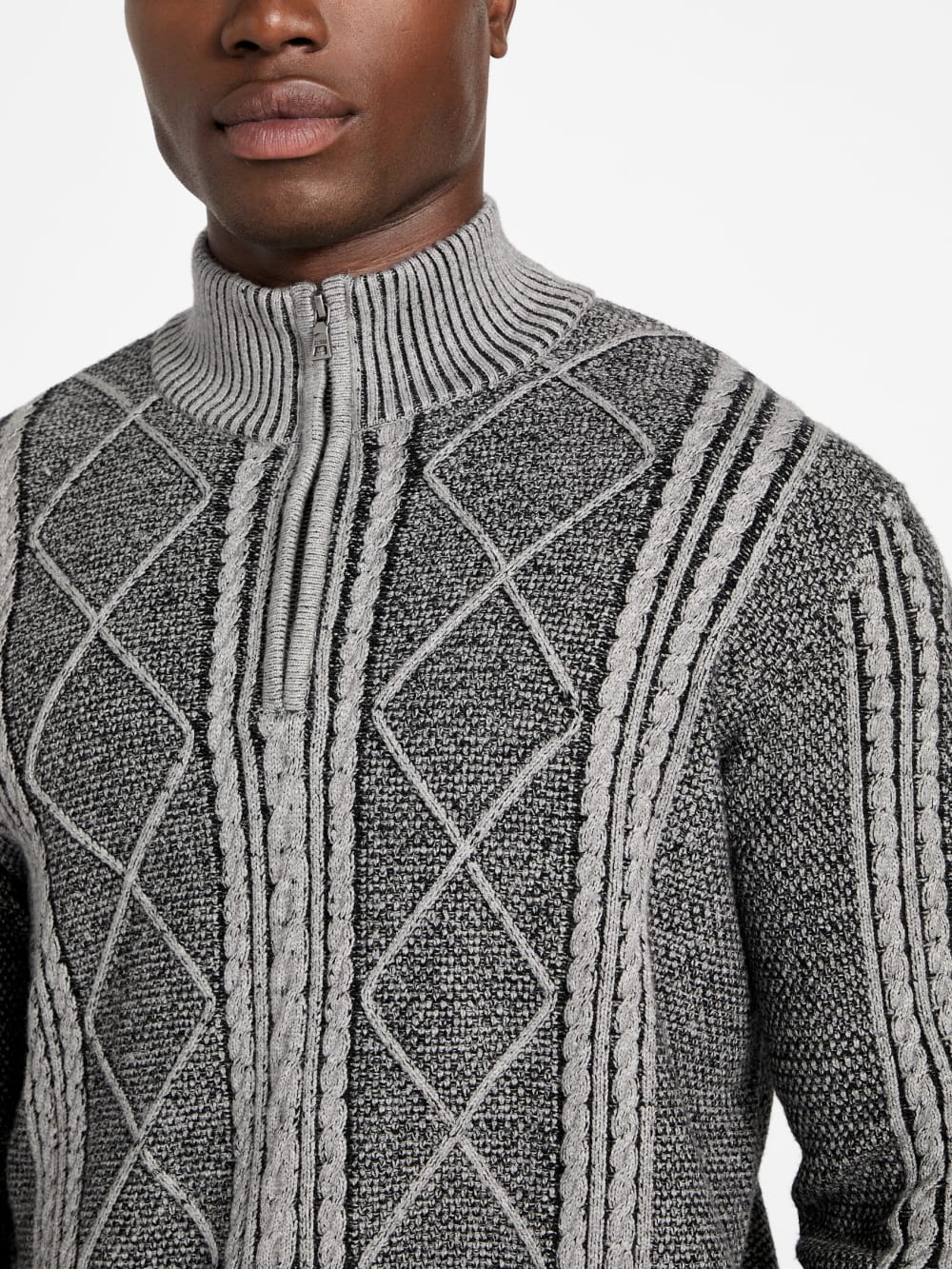 Eco Noel Zip Cable-Knit Sweater - Guess