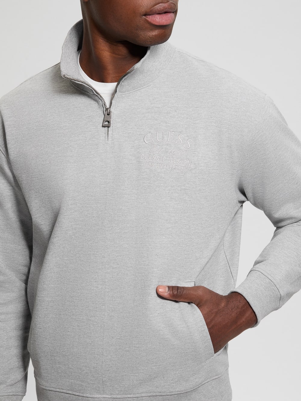 Eco Tyler Zip Mock Neck Sweater - Guess