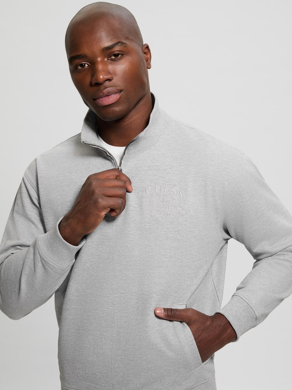 Eco Tyler Zip Mock Neck Sweater - Guess
