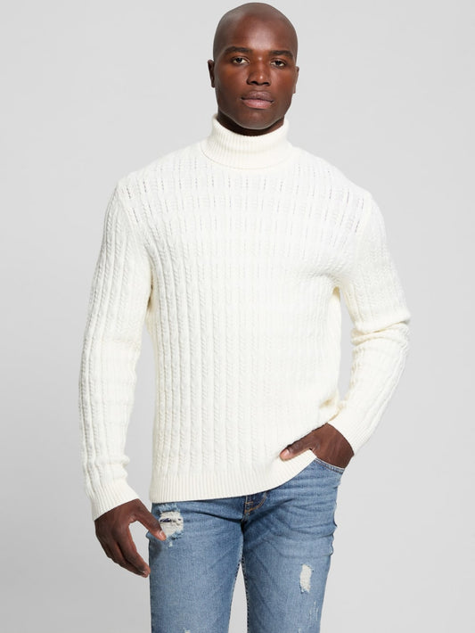 Eco Ezra Turtleneck Cable-Knit Sweater - Guess
