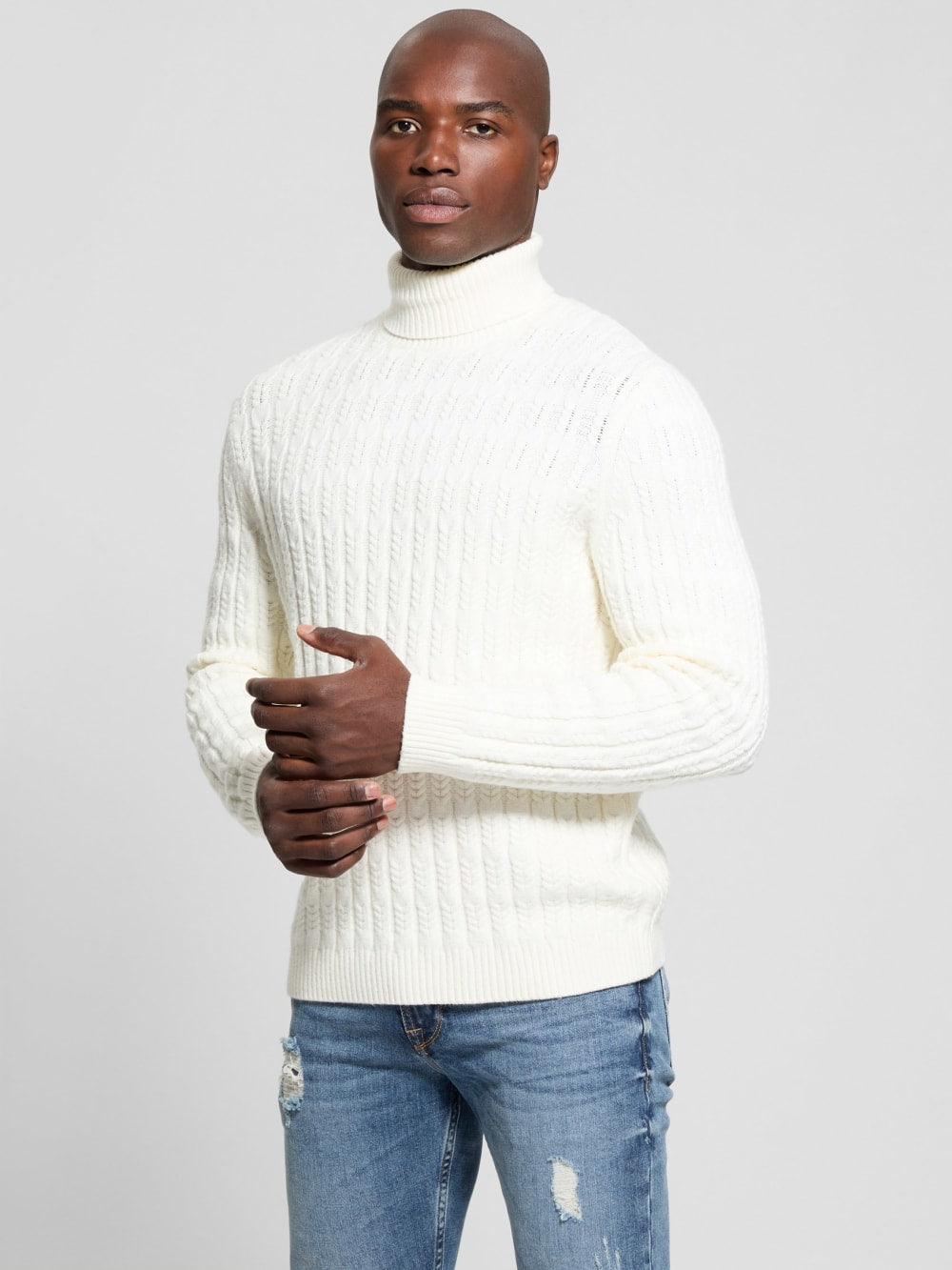 Eco Ezra Turtleneck Cable-Knit Sweater - Guess