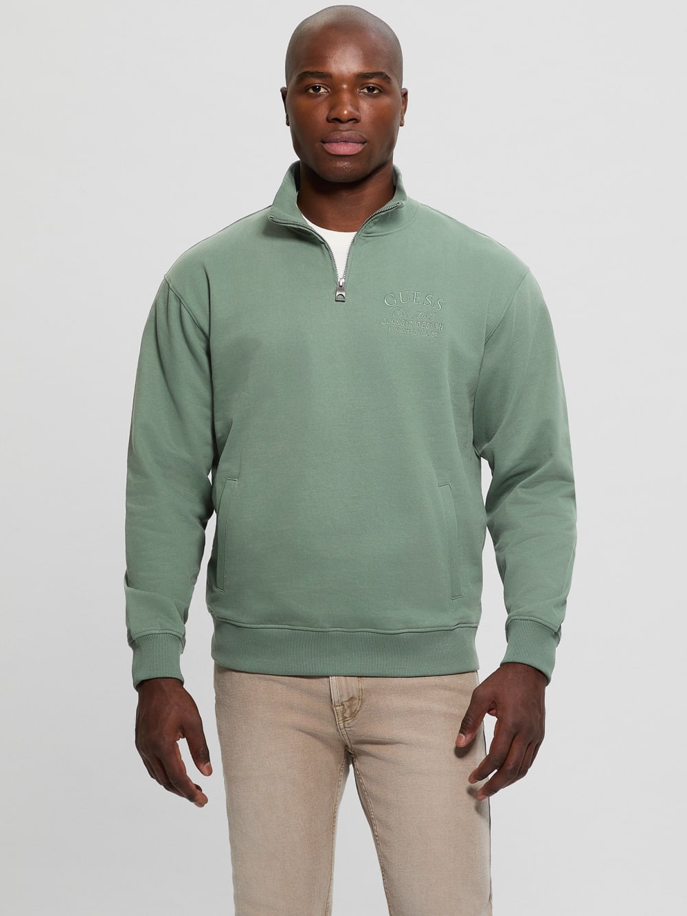 Eco Tyler Zip Mock Neck Sweater - Guess