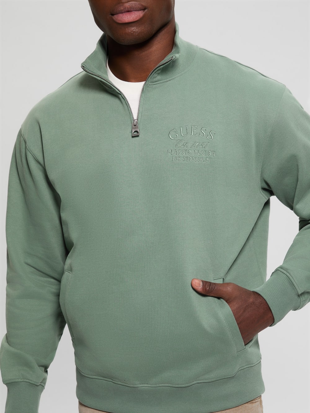 Eco Tyler Zip Mock Neck Sweater - Guess