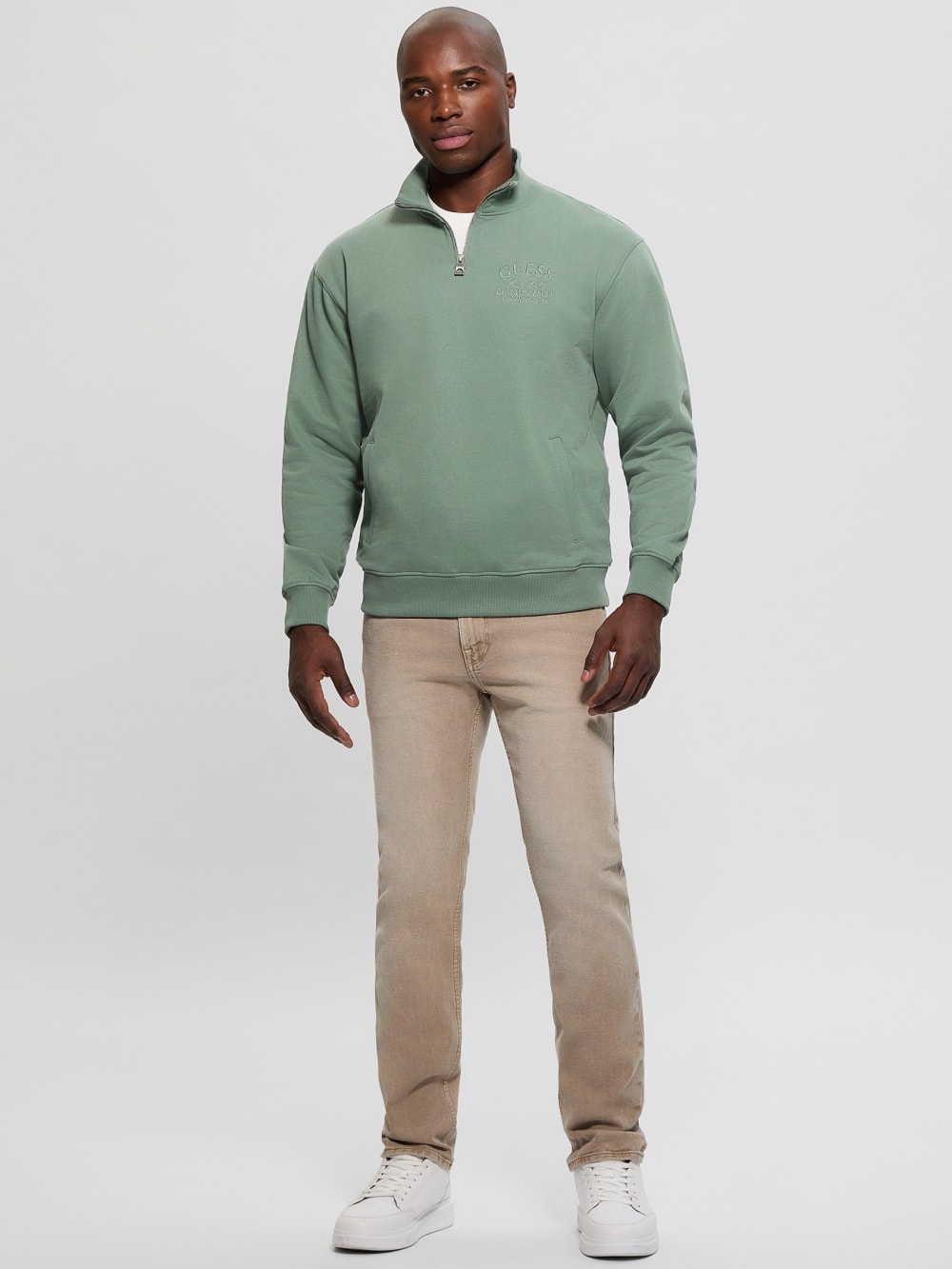 Eco Tyler Zip Mock Neck Sweater - Guess
