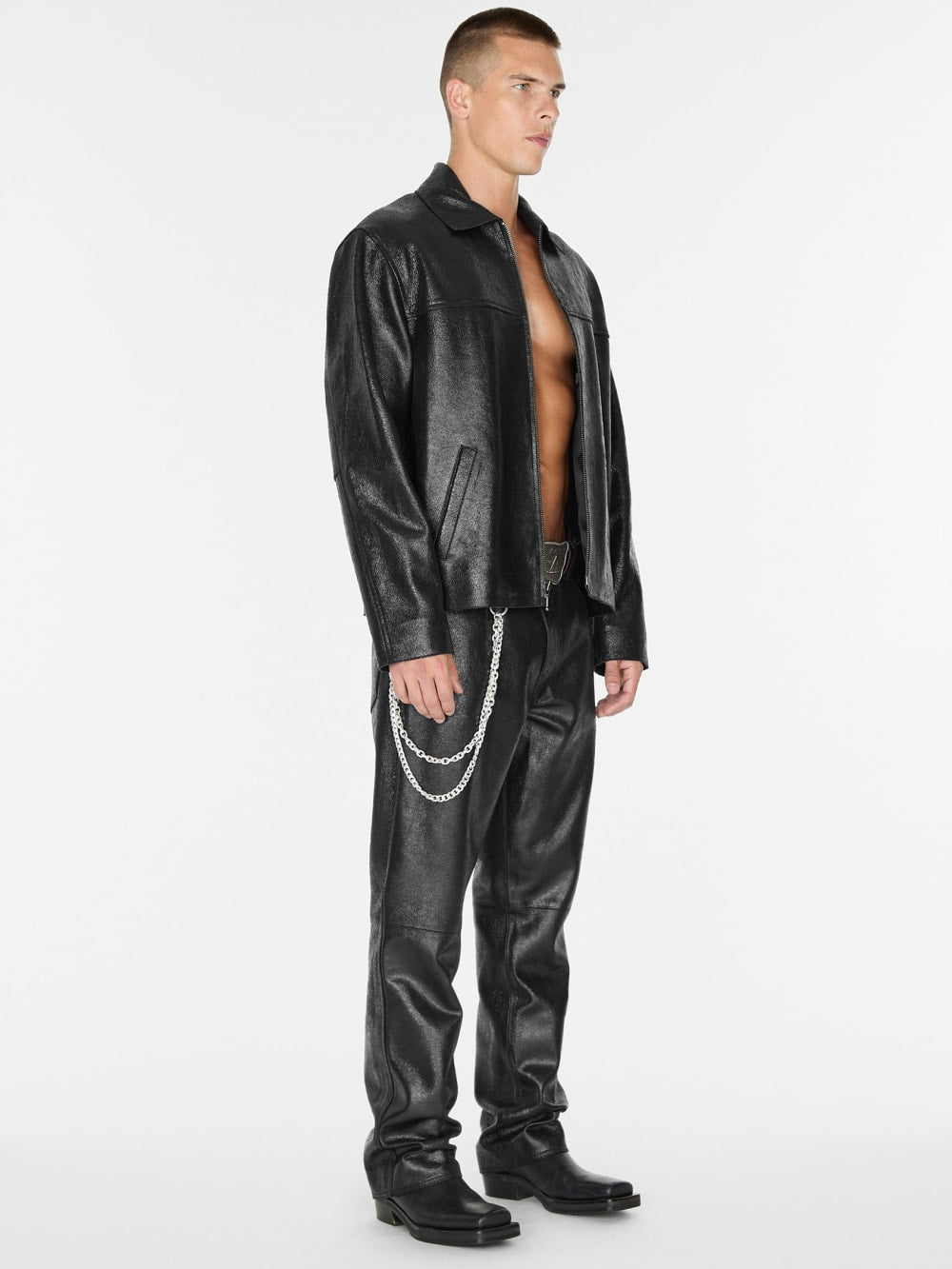 crackle leather zip jacket - Guess