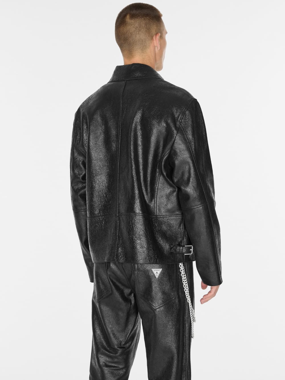 crackle leather zip jacket - Guess