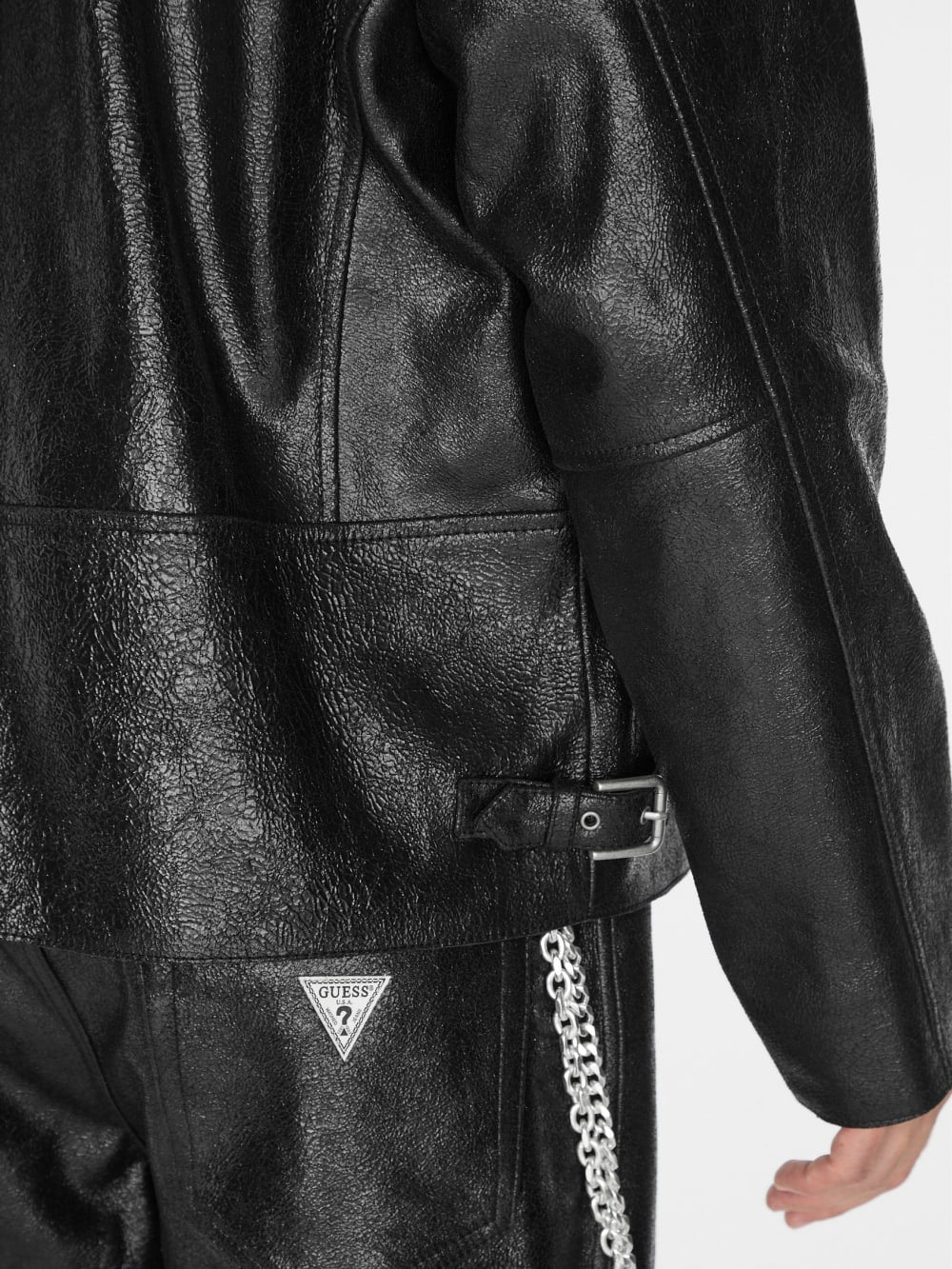 crackle leather zip jacket - Guess