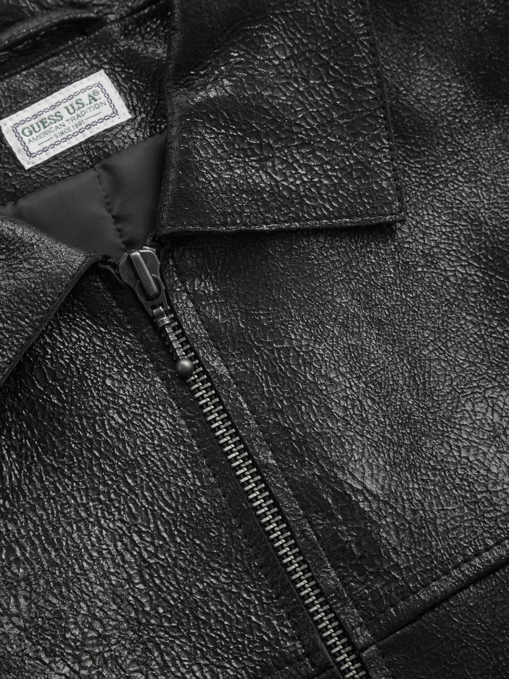 crackle leather zip jacket - Guess