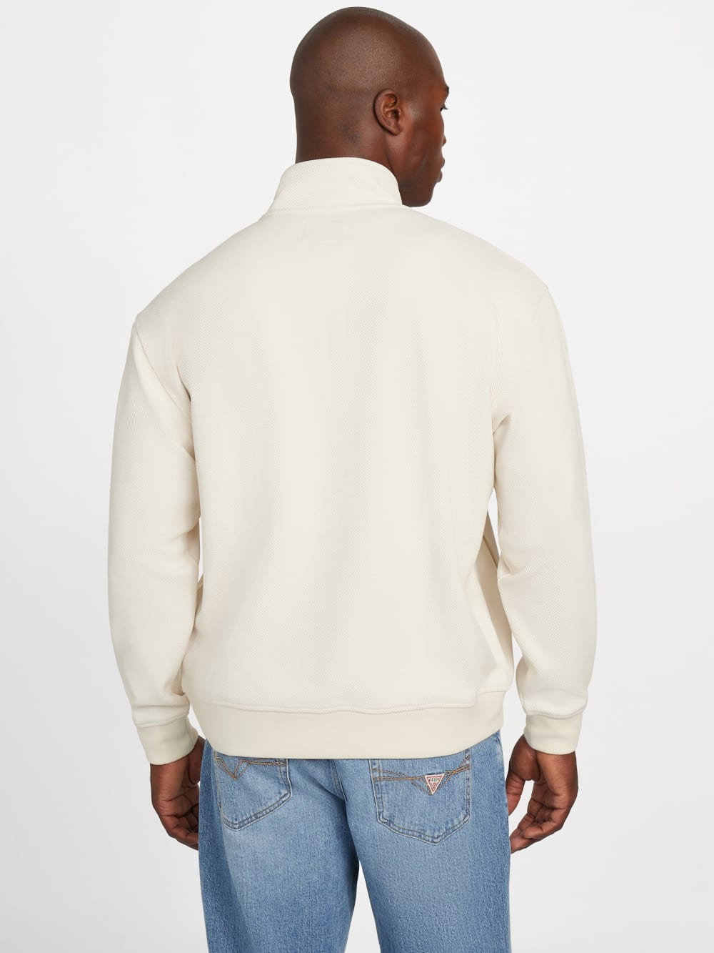Eco Harris Twill Zip Mock Neck Sweater - Guess