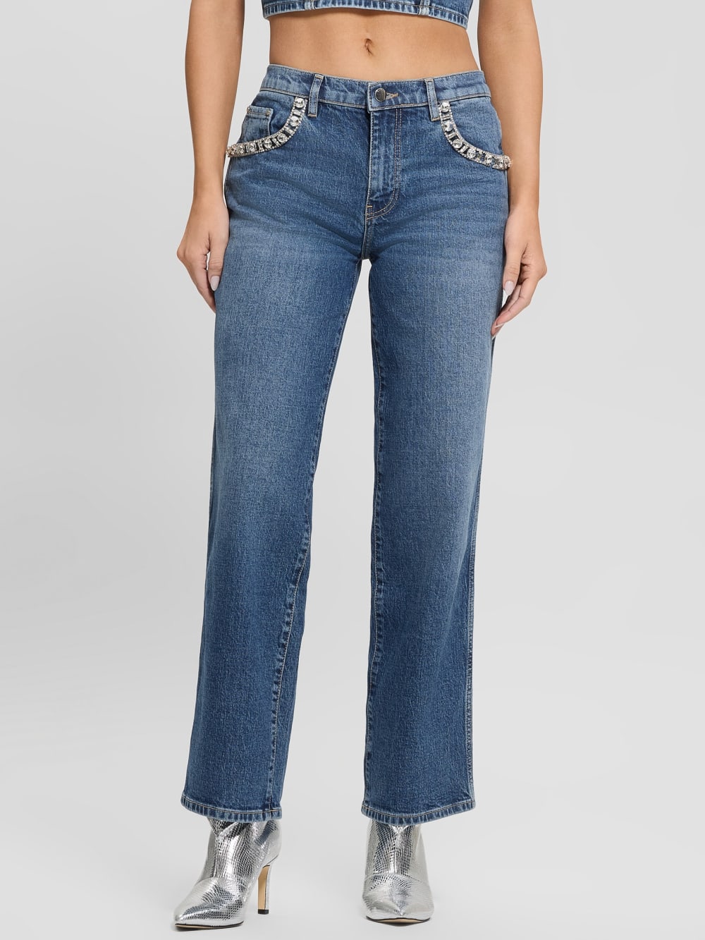 Daisy Rhinestone Pocket Jeans - Guess