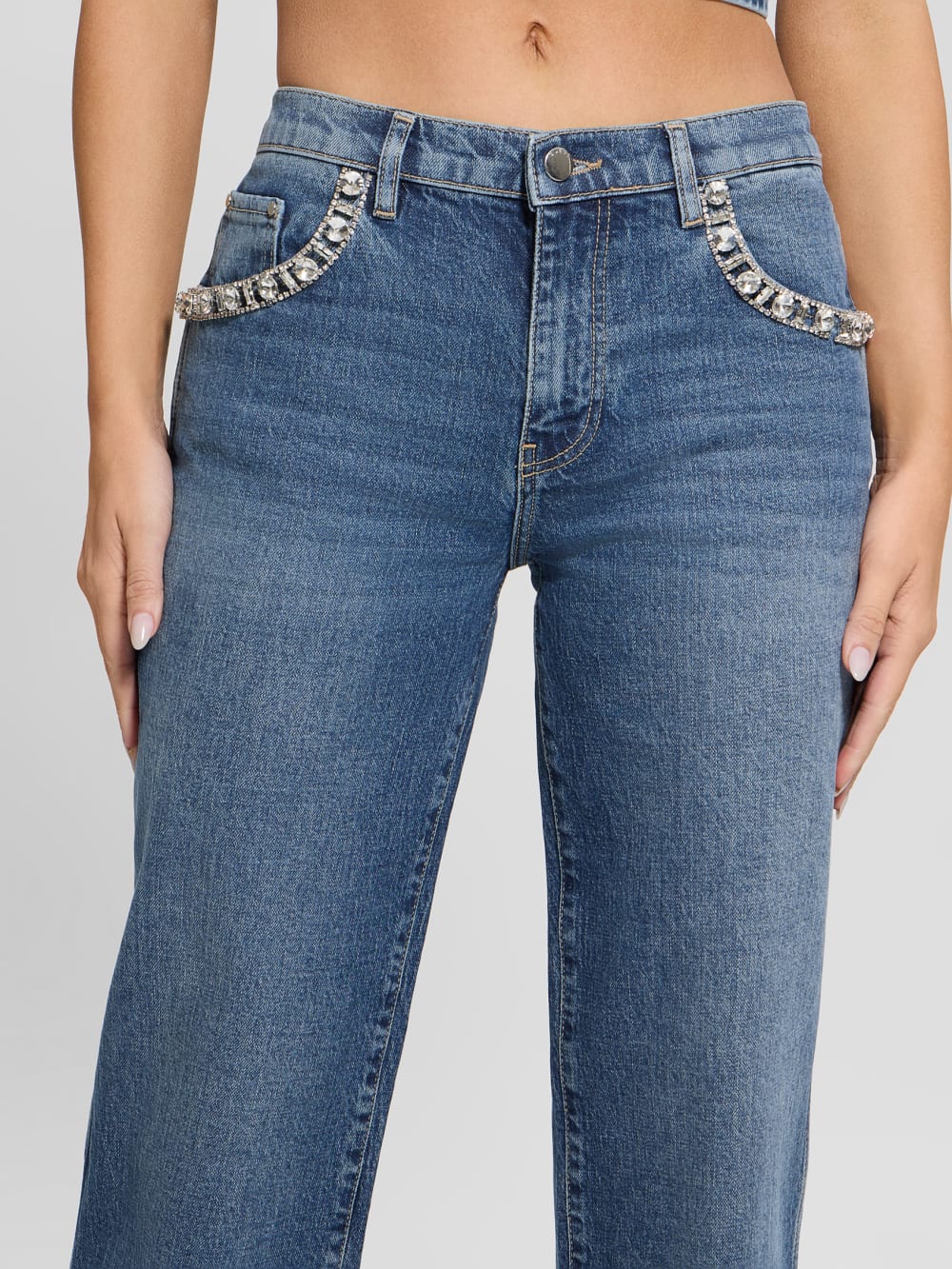 Daisy Rhinestone Pocket Jeans - Guess
