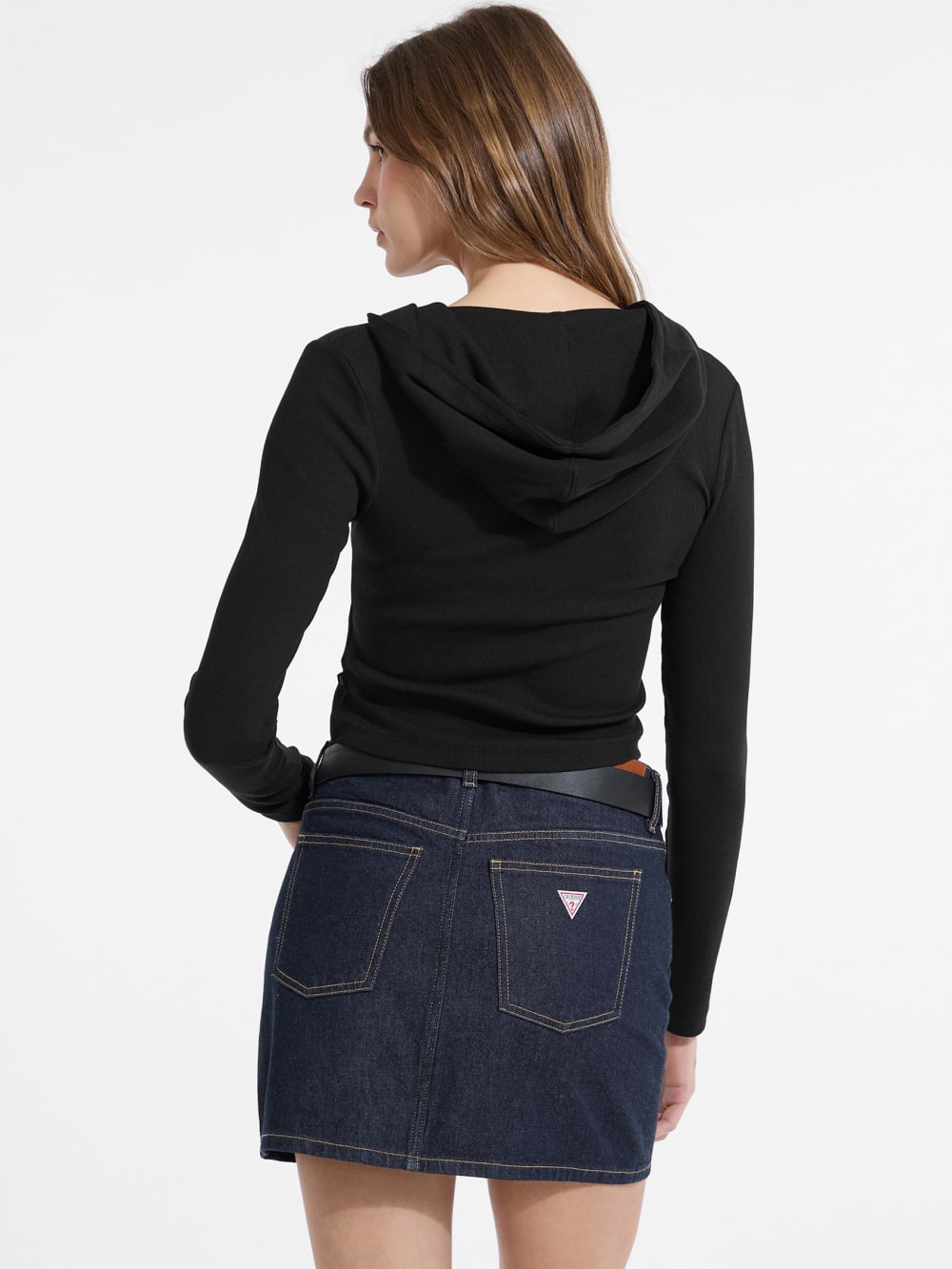 Hooded Embroidered Logo Slim Top - Guess