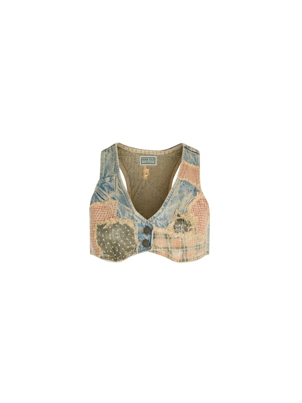 vintage denim patchwork top - Guess