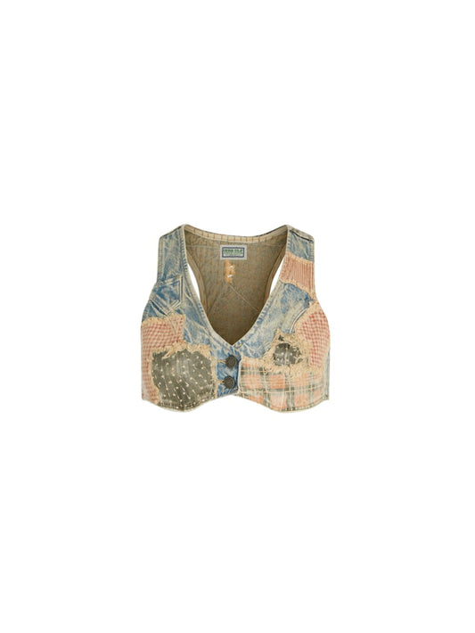 vintage denim patchwork top - Guess