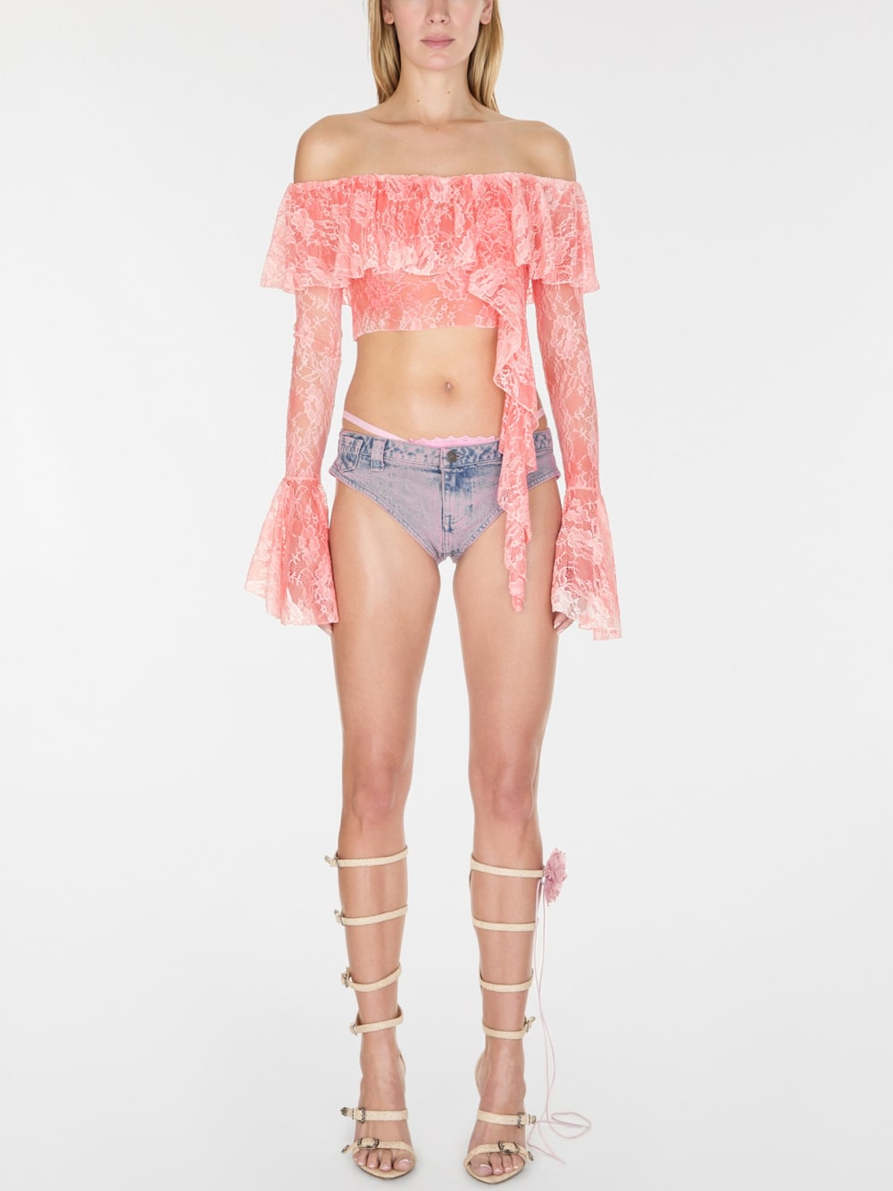off-the-shoulder lace top - Guess