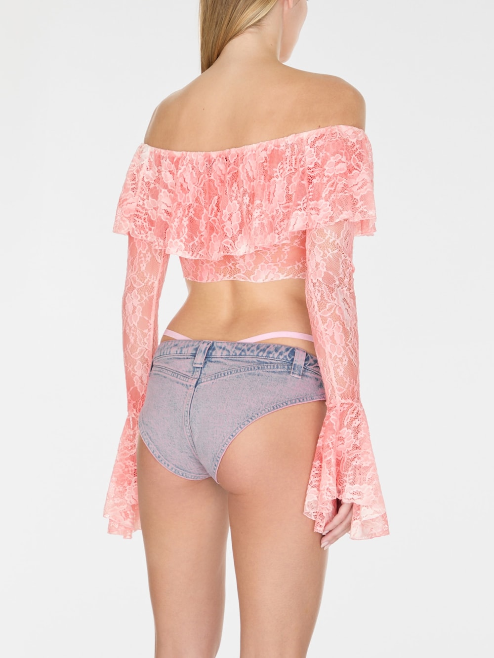 off-the-shoulder lace top - Guess