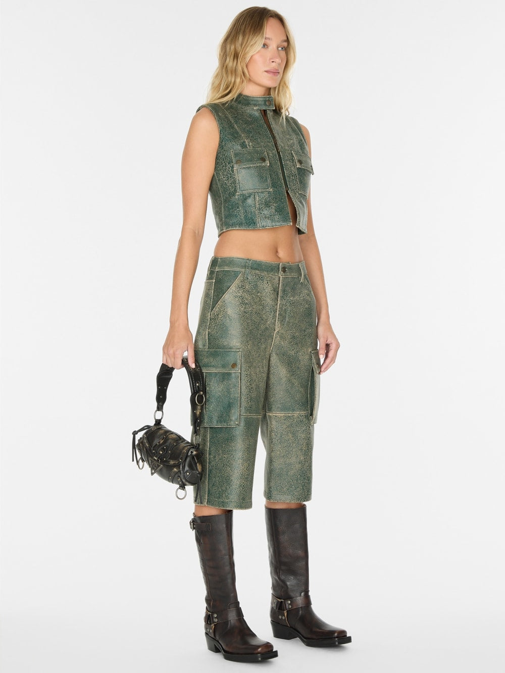 crackled leather top - Guess