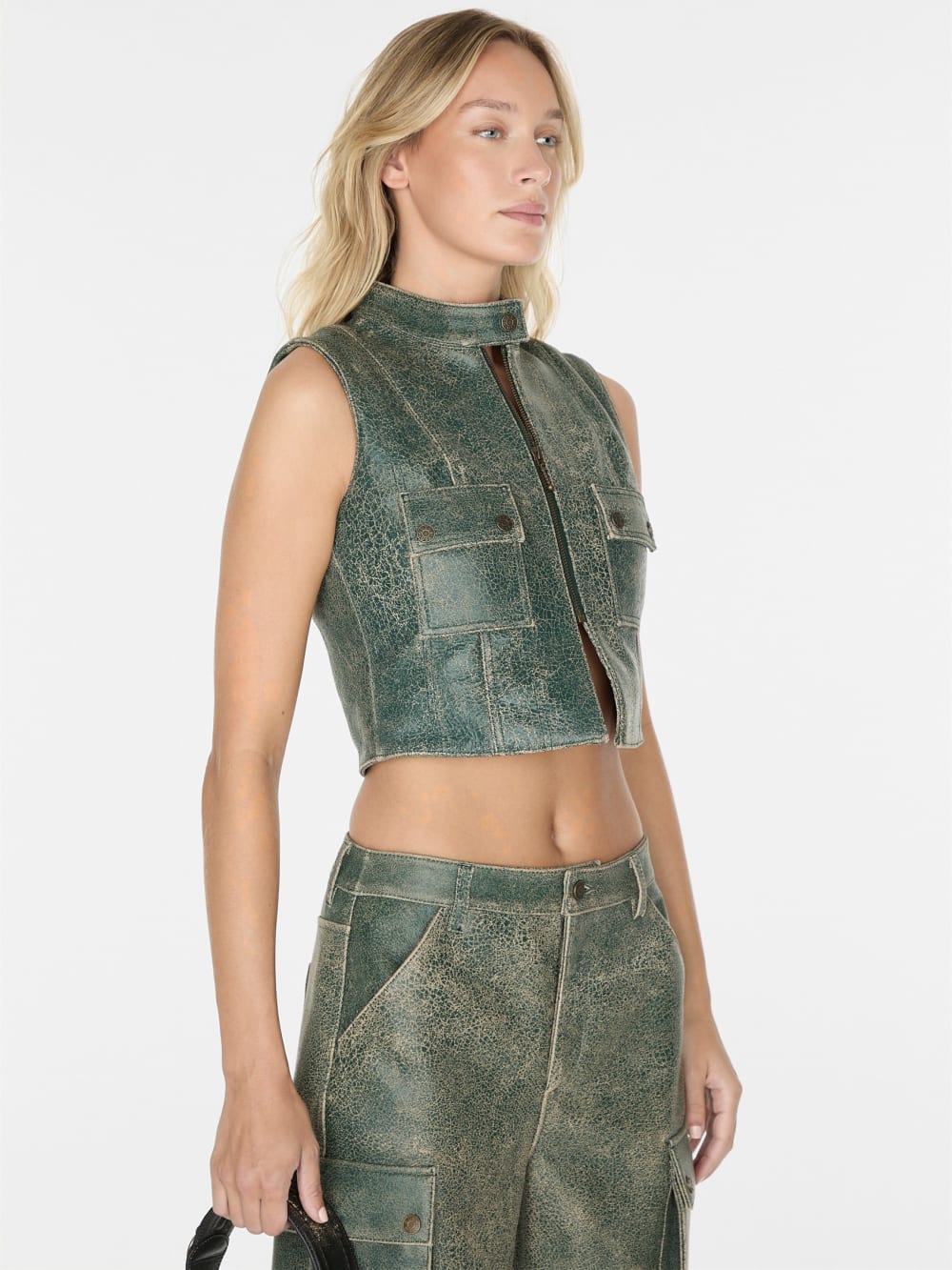 crackled leather top - Guess