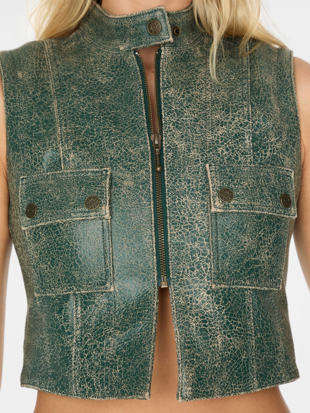 crackled leather top - Guess