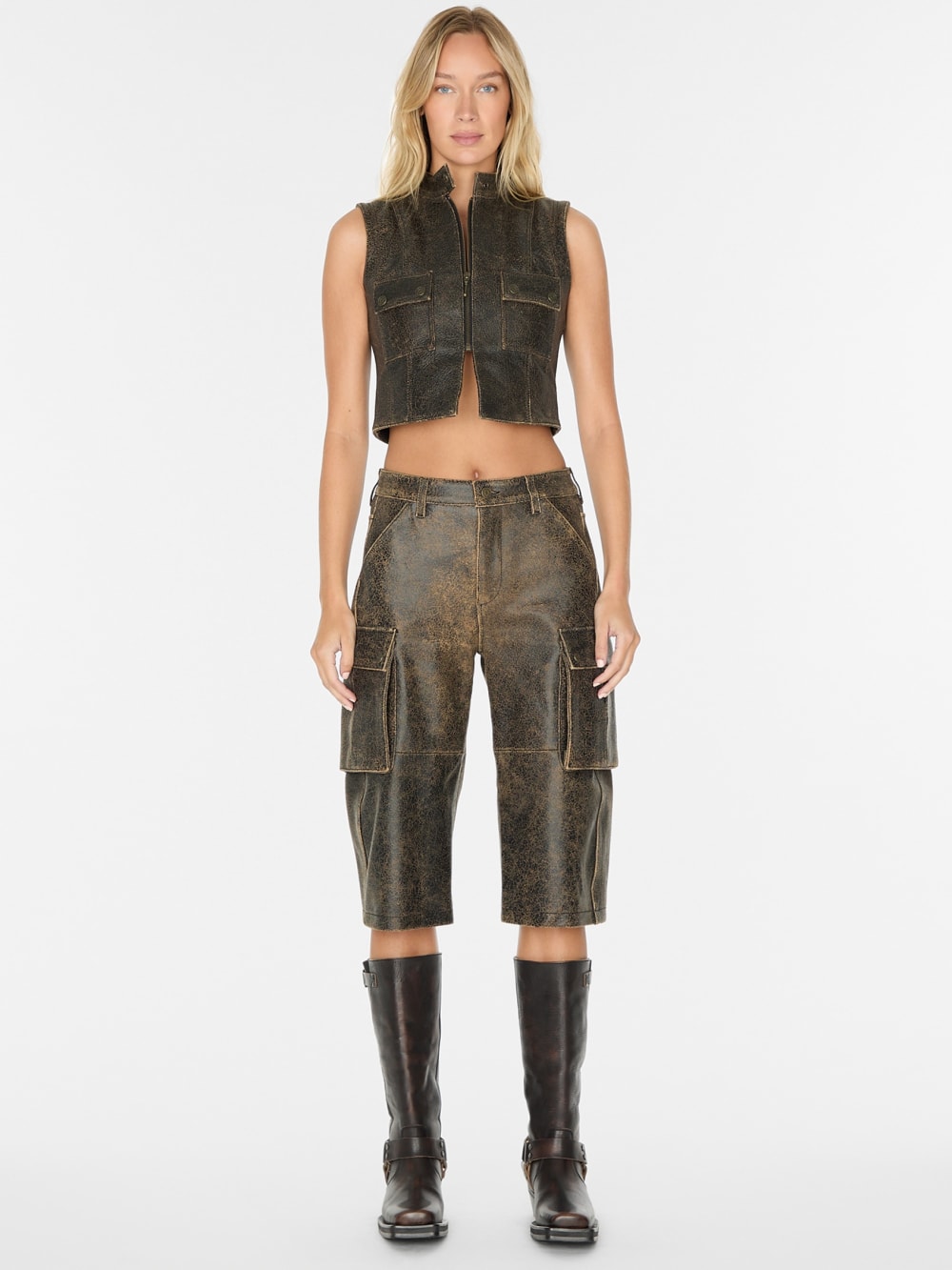 crackled leather top - Guess