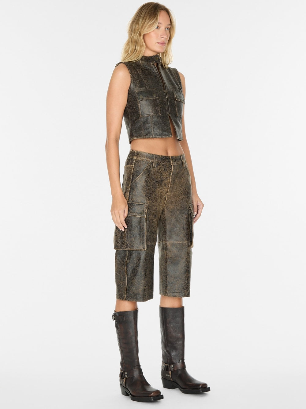crackled leather top - Guess