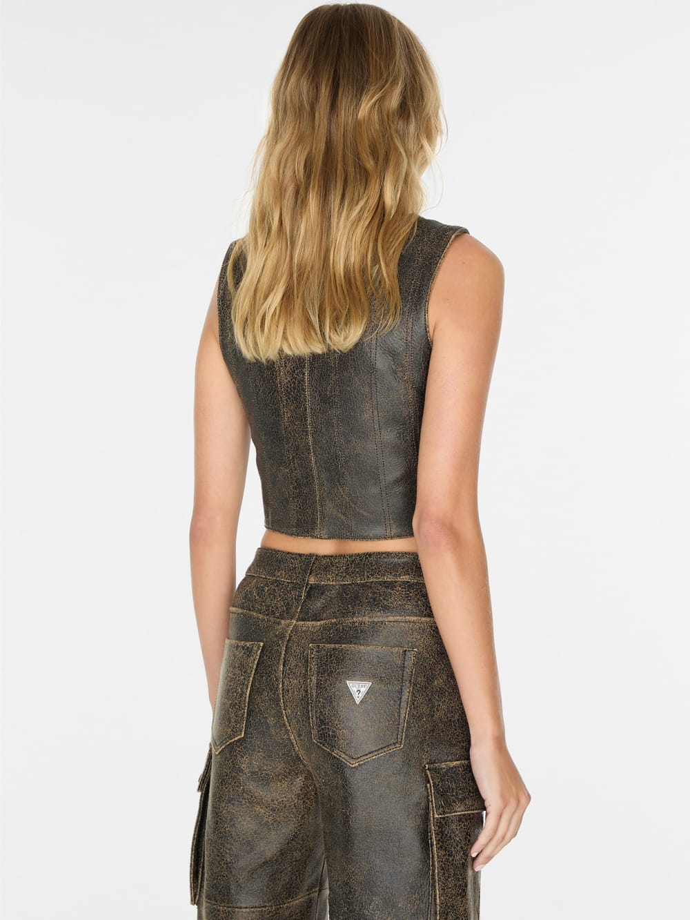 crackled leather top - Guess