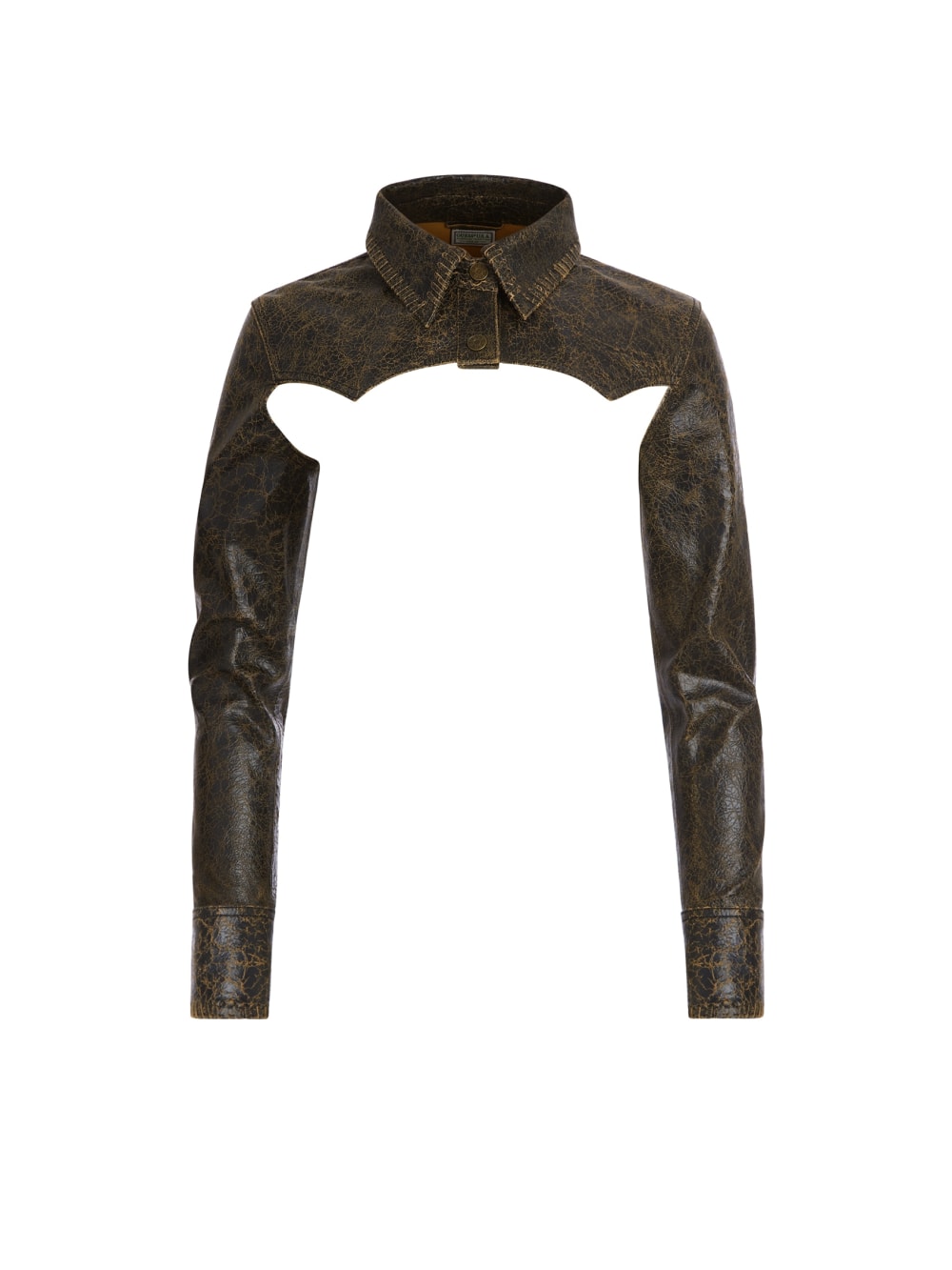 crackle leather crop top - Guess