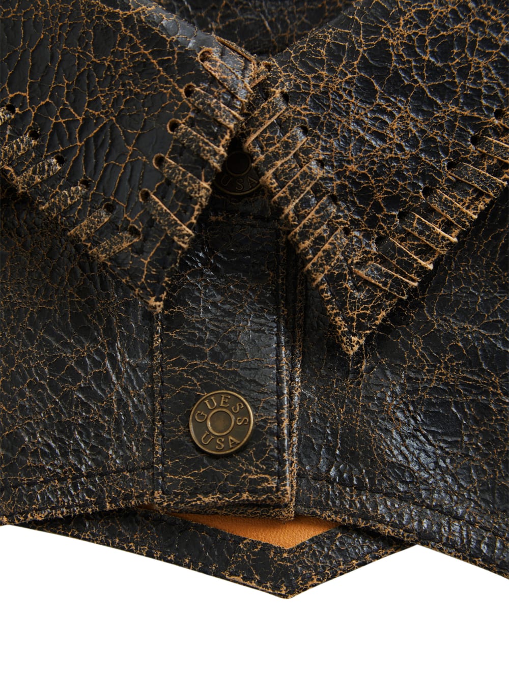 crackle leather crop top - Guess