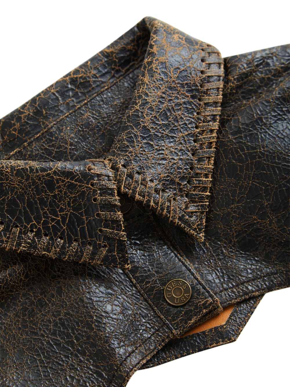 crackle leather crop top - Guess