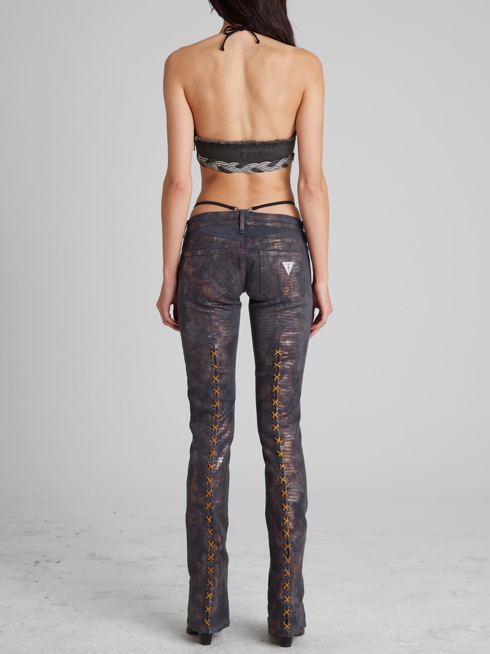 Denim Lace-Up Bra Top - Guess