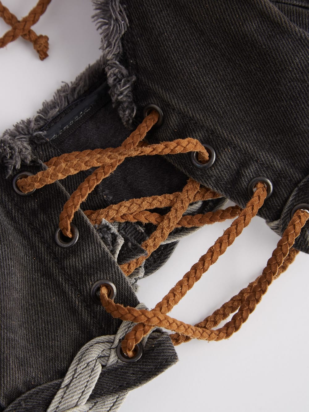 Denim Lace-Up Bra Top - Guess