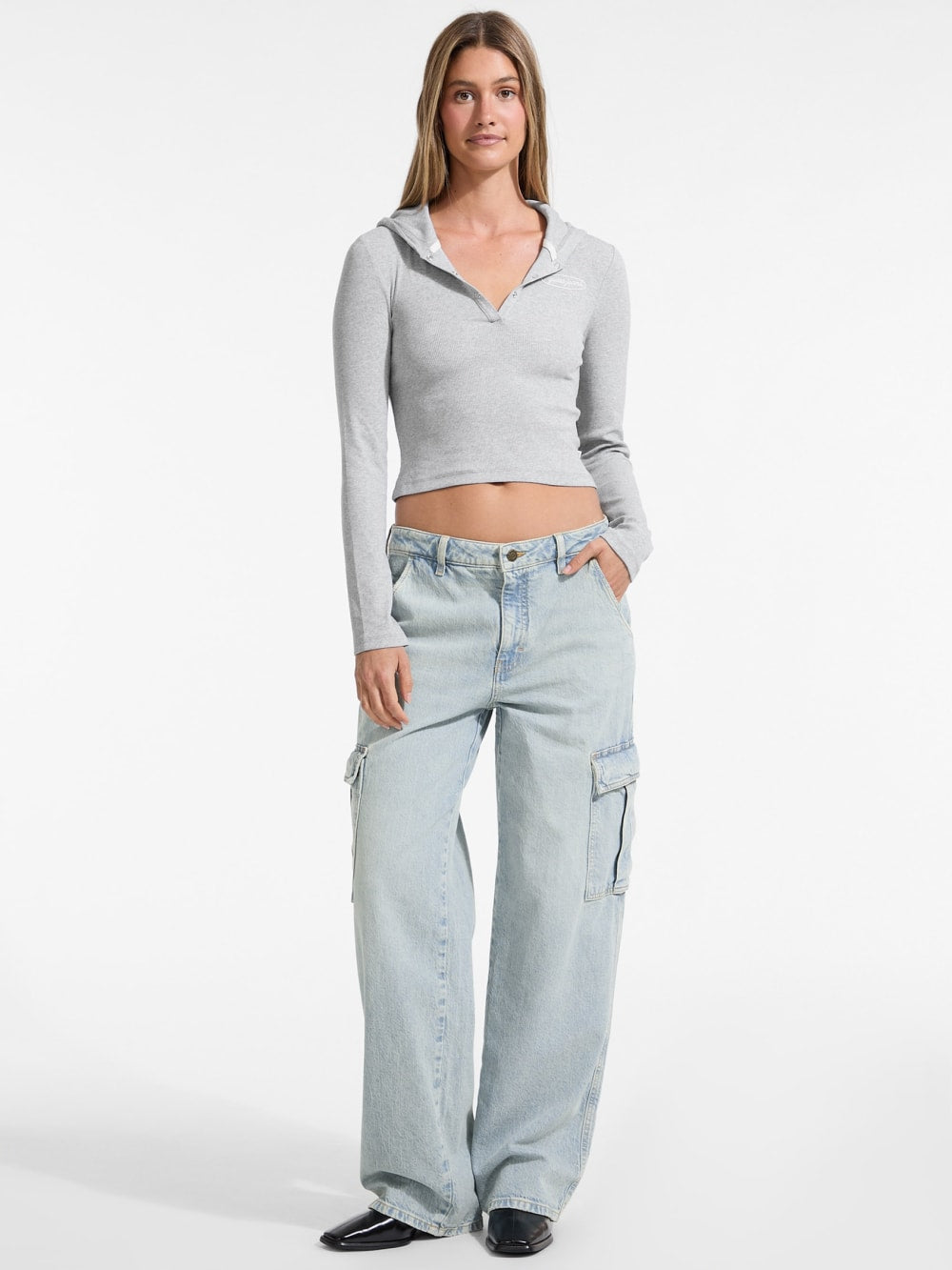 Hooded Embroidered Logo Slim Top - Guess