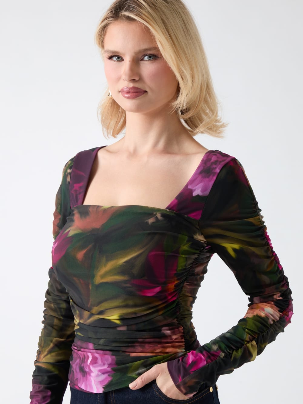 Sandy Printed Gathered Top - Guess