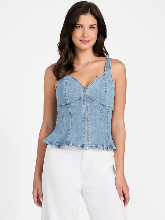 Anika Denim Peplum Top - Guess